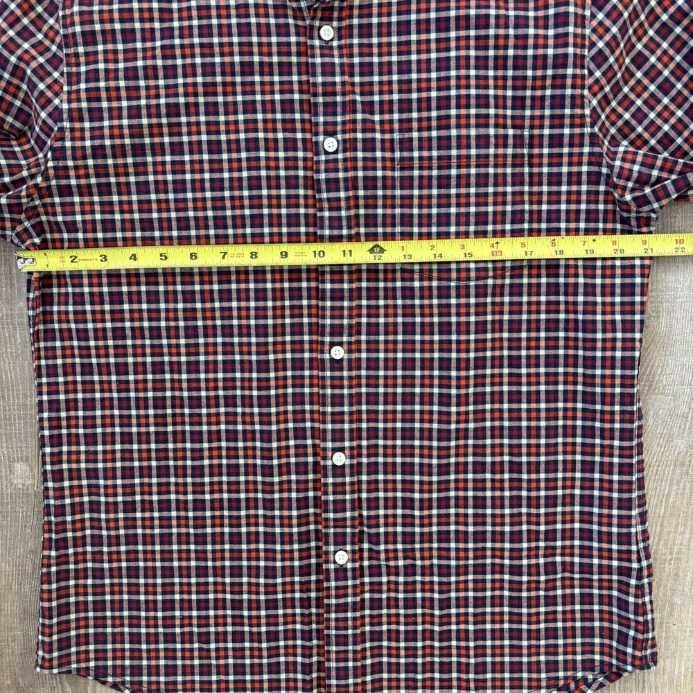 Goodfellow Plaid Poplin Button Up Shirt Mens Large Slim Red Blue Business Casual - Picture 9 of 11